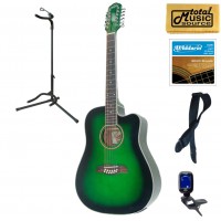 Oscar Schmidt OD312CETGR 12 String A/E Guitar, Spruce Top, Trans Green TMS Bundle   